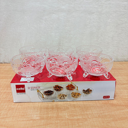 AM2659 Ice Cream Cup, Ice Cream Bowl 150 ML, Set of 6 Falooda Glass, Glass Irish Mug, Dishes for Dessert Bowl, Milkshake Glass Fruit and Pudding Set Serving Bowl for Home Restaurants and Parties
