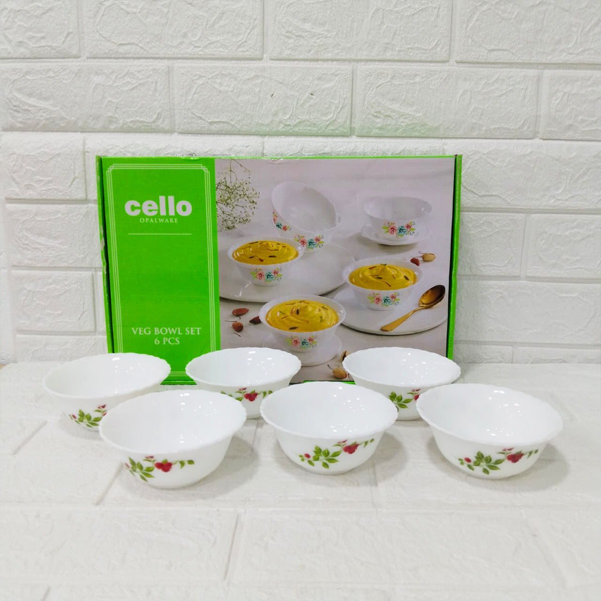 Di0230 Cello Opalware Imperial Rose Veg Bowl Set – 6 Pcs (11.2 cm)
