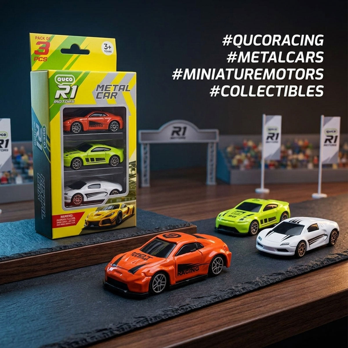 AM7809 Die-Cast Metal Toy Car Set (Pack of 3, Multicolor)