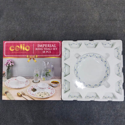 Di0227 Cello Imperial King Thali Set – 18 Pcs - Designer Crockery Dinner Plates & Bowls