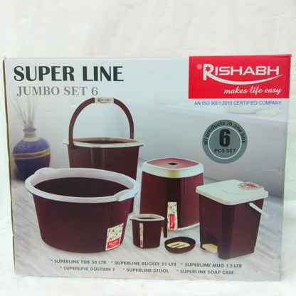 AM6226 Rishabh Super Line Jumbo Set 6 – Premium Bathroom Utility Kit
