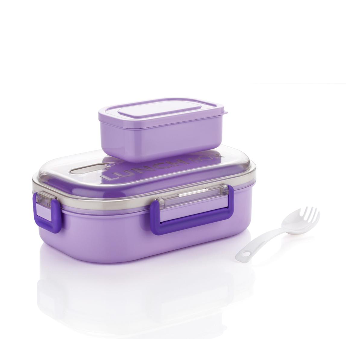 AM6664 Plastic Stylo Lunch Box with Spoon & Fork BPA-Free Plastic Container - Multi-Color Tiffin Box
