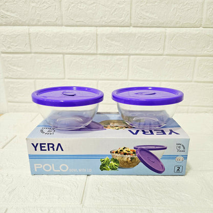 Di0021 Yera Polo Glass Bowls with Lid – 2 Pcs