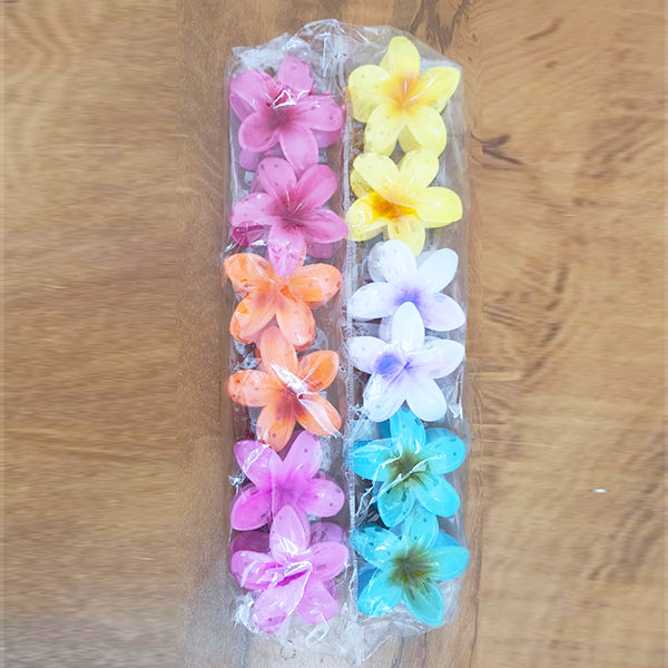 AM5002 Flower Jumbo Claw Clip for Girls & Women Hair Medium Stylish Accessories Pack of 6 Random Color