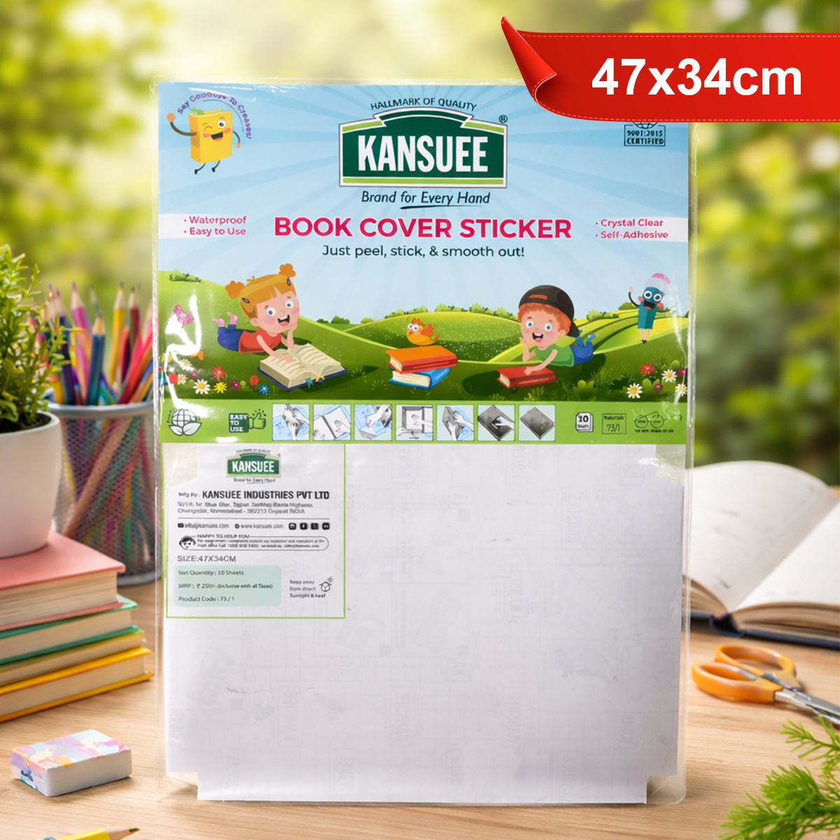 AM7194 Kansuee Crystal Clear Book Cover Stickers (10 Sheets) – 47x34cm