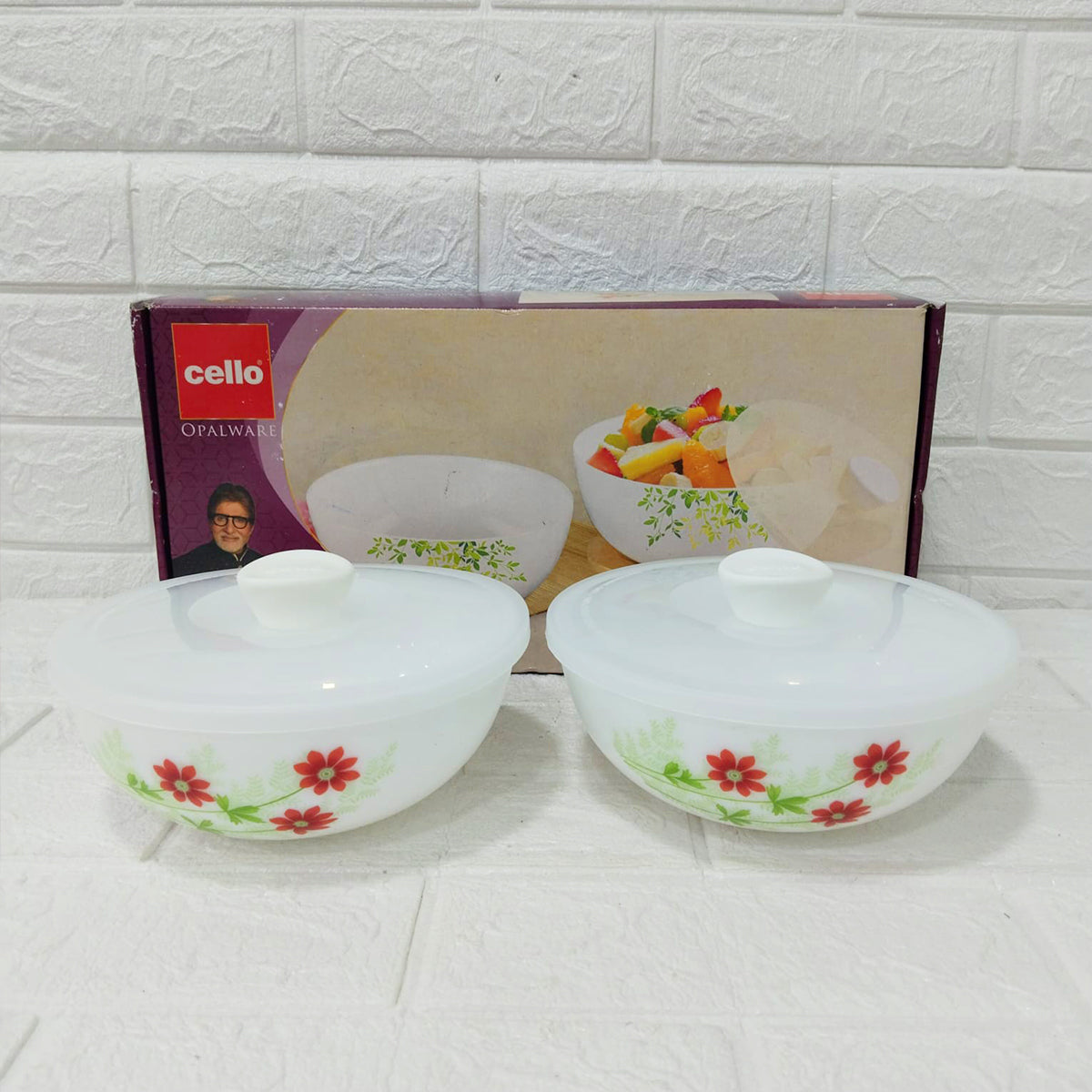 Di0205 Cello Opalware Medium Mixing Bowl with Lid Set of 2 Pcs - 1000ml Each