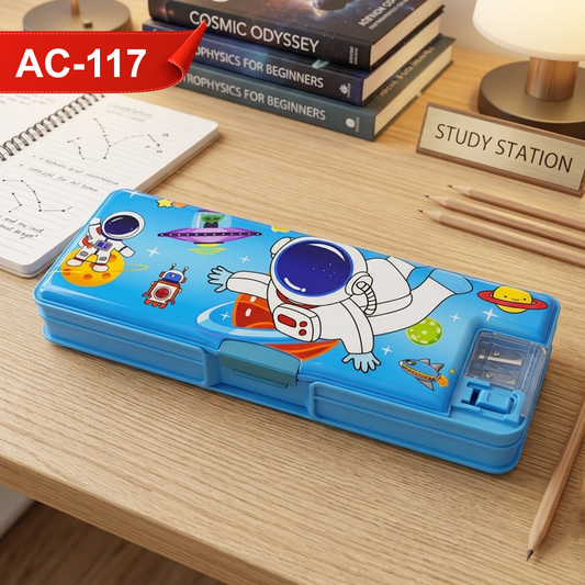 AM7383 Multifunctional Dual-Sided Magnetic Pencil Box with Integrated Sharpener for Kids