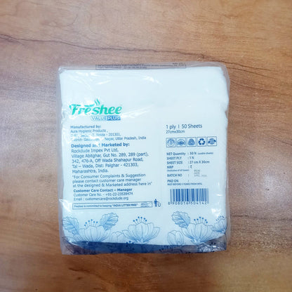 AM5730 Freshee Facial Tissues 50 sheets 1 Ply SMARTO Tissue Napkins 27cm X 30cm - Pack of 1