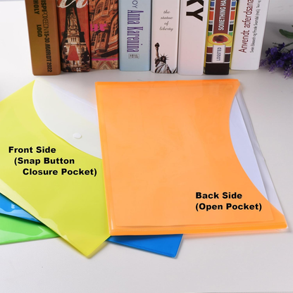 AM7129 Double Pocket Transparent Button Closure Document A4 Folder
