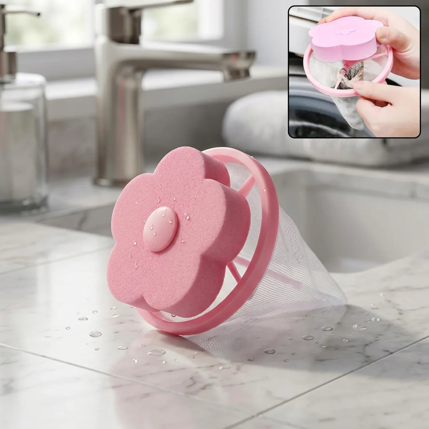 12604 Flower Shape Reusable Laundry Lint Remover - 1 Pc