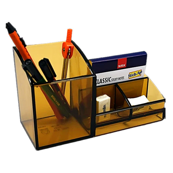 AM5061 Elite Pen Transparent Tray 4 Different Compartments - Pack of 1 (Brown)