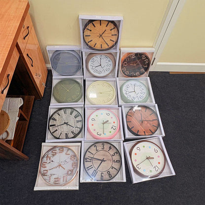 AM5953 Multi-Design Cart Log Wall Clock With 3D Numbers for Living Room