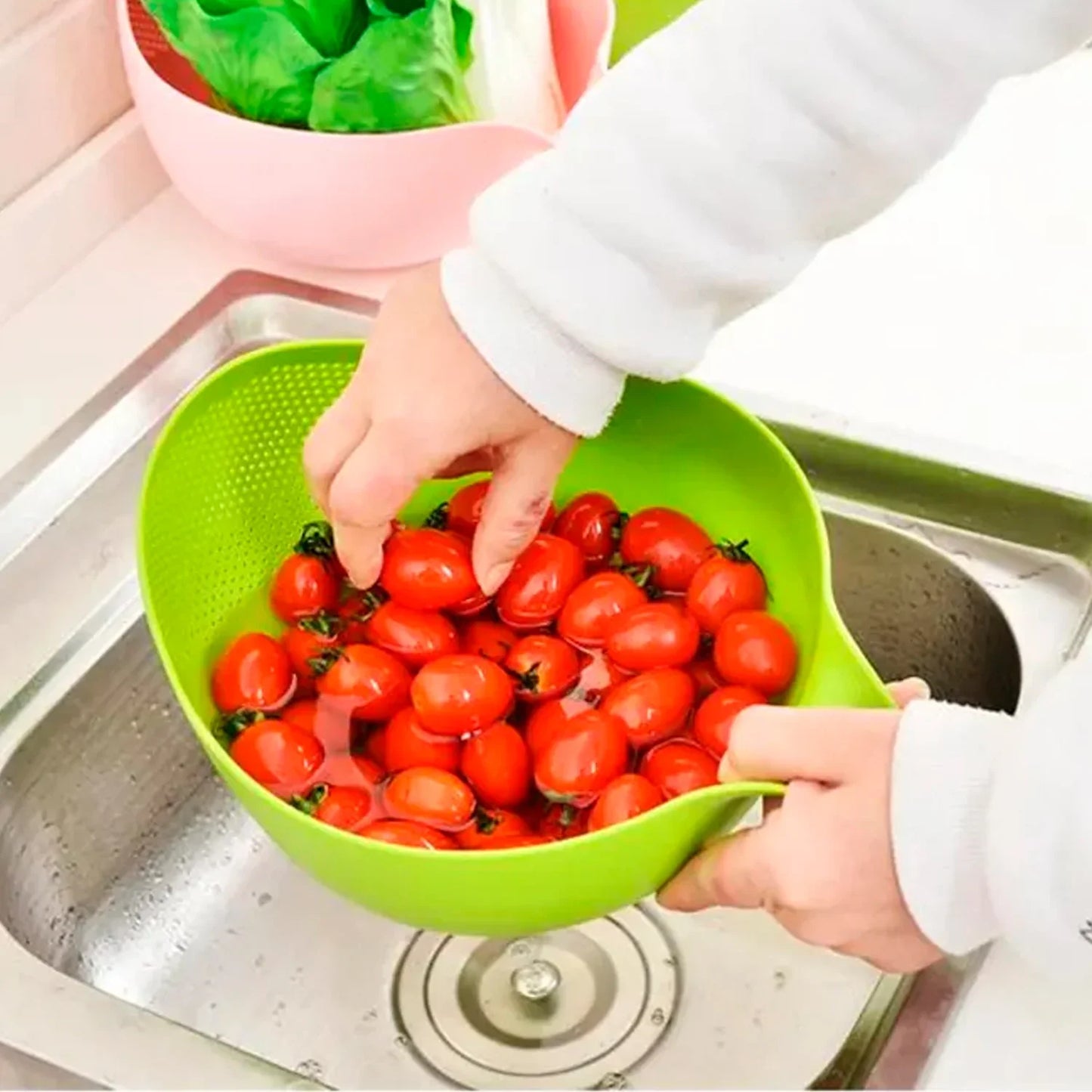 0156 Rice Bowl Thick Drain Basket with Handle