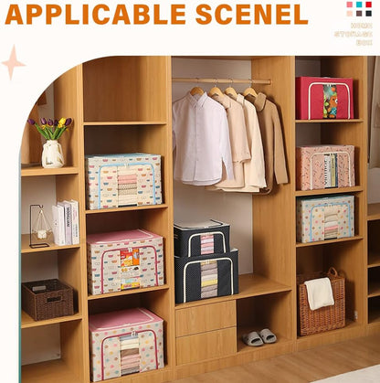 3890 Foldable 66L Cloth Storage Bags Organizer Container | Foldable Metal Frame Basket with Clear Window, Carry Handles & Sturdy Zipper for Closet