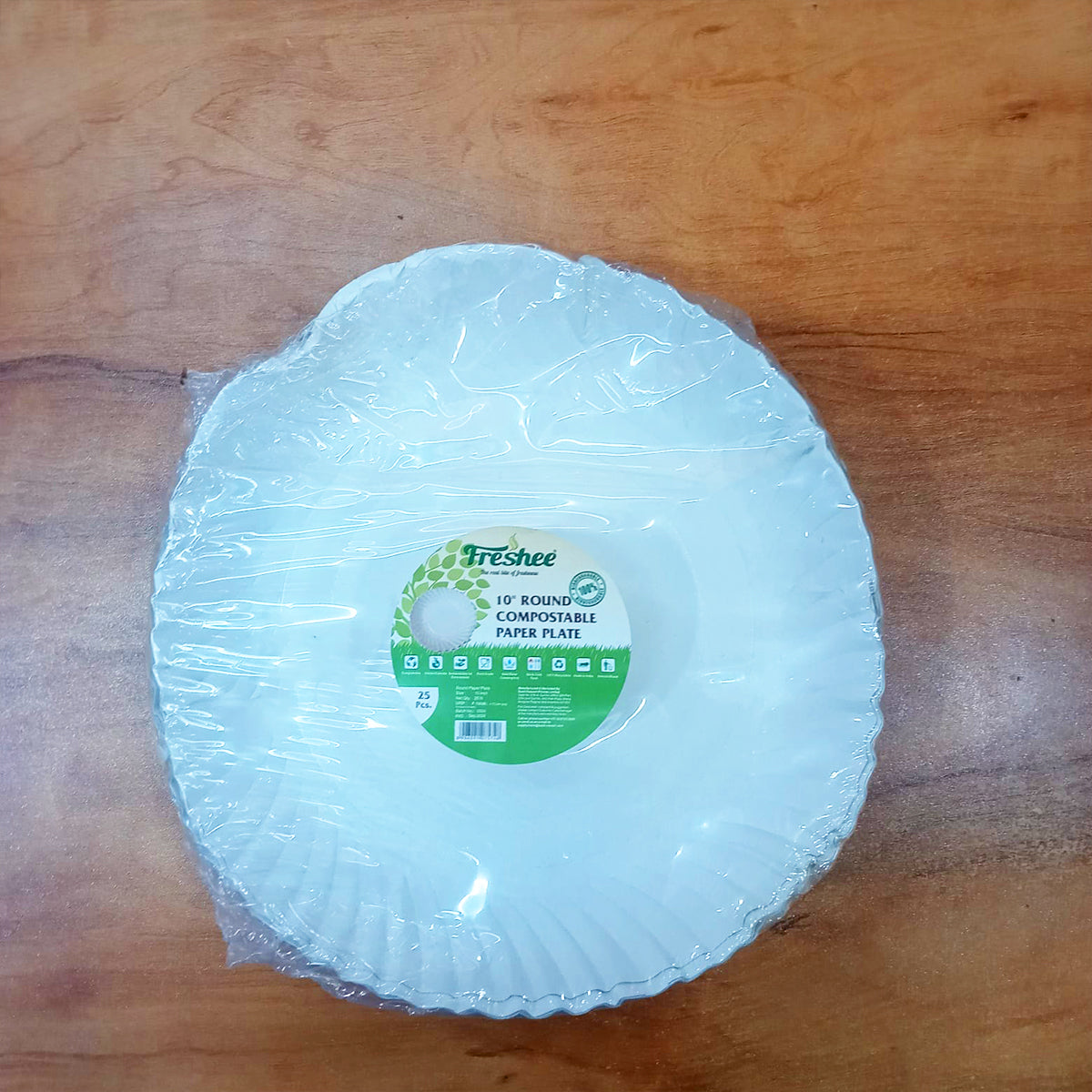AM5732 Freshee Paper Plates 25pcs, 10inch Round Disposable Small Paper Plates for Serving Party Snacks, Food, Cakes