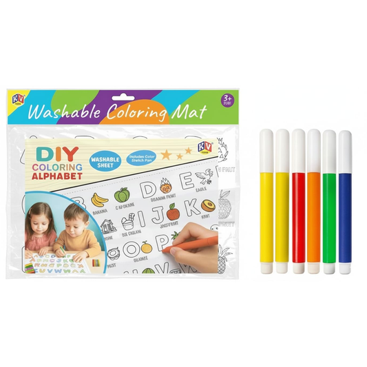 AM7810 DIY Alphabet Washable Coloring Mat with 6 Sketch Pens (Model: WC-01)