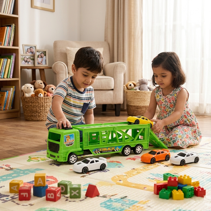 AM7807 Trailer Car Truck – Super Inertia Truck Play Set (with 4 Cars)