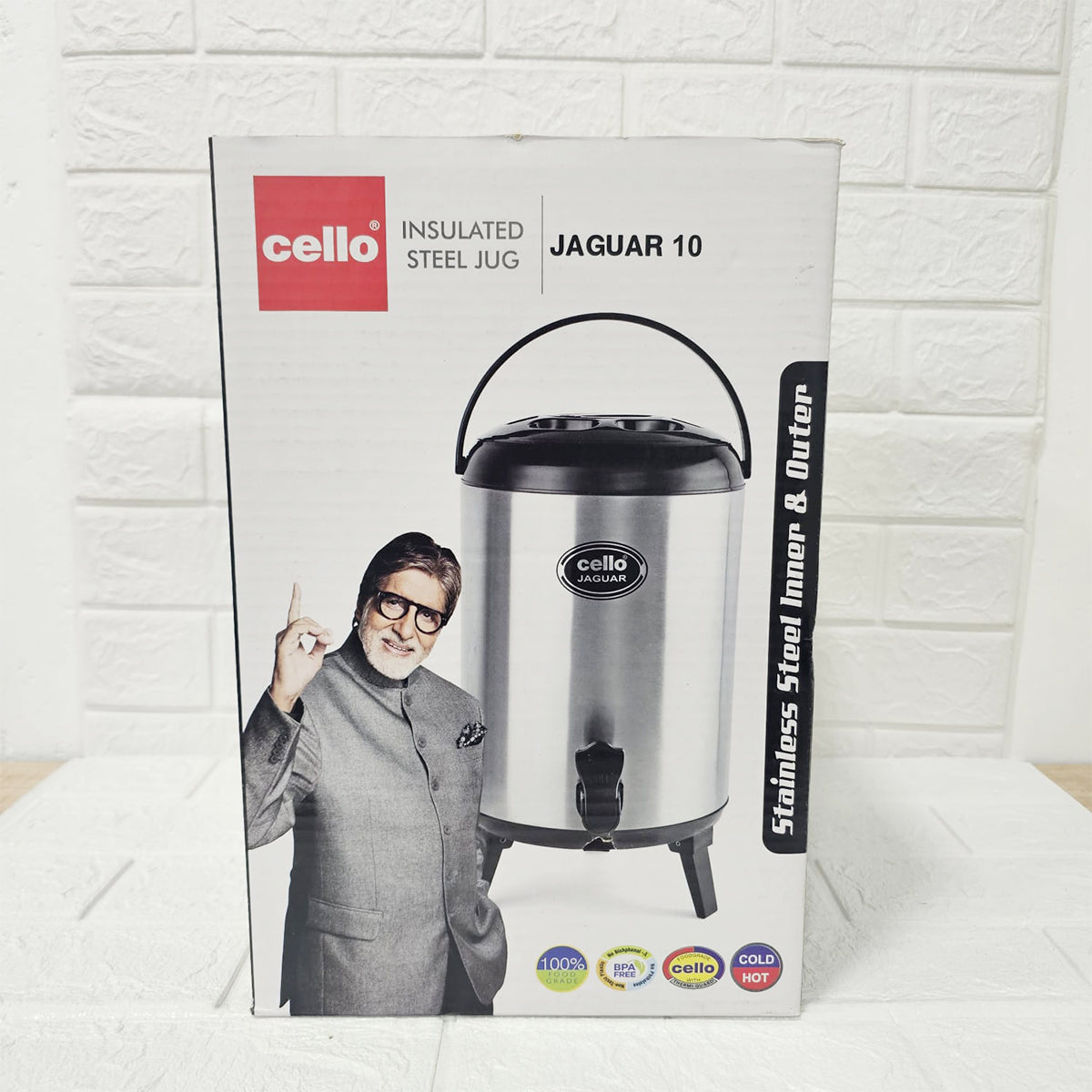 Di0019 Cello Jaguar Stainless Steel Double Walled Water Jug - 10 Ltr
