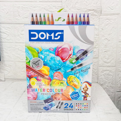 AM5040 Doms Super Soft Hexagonal Pre-Sharpened Water Soluble Colour Pencils 24 Sahdes 8677