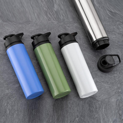 AM6660 Mix-Colour Stainless Steel Water Bottle with Flip Top Leakproof Lid - 900ml for Gym, Office, Travel