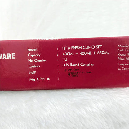 Di0367 Cello Fit & Fresh Clip-O Round Container Set of 3pc