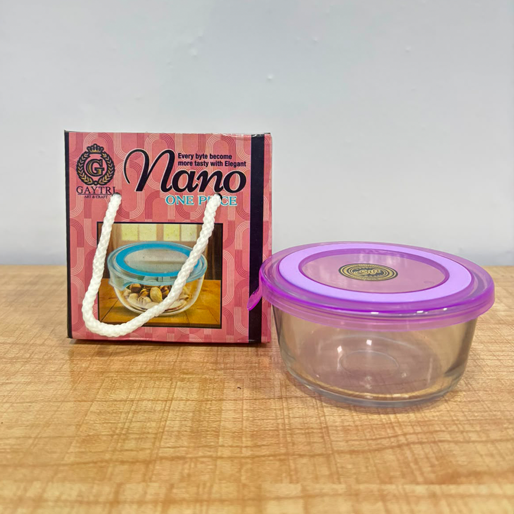 A06974 Nano Round Glass Storage Bowl with Airtight Lid (1 Piece)