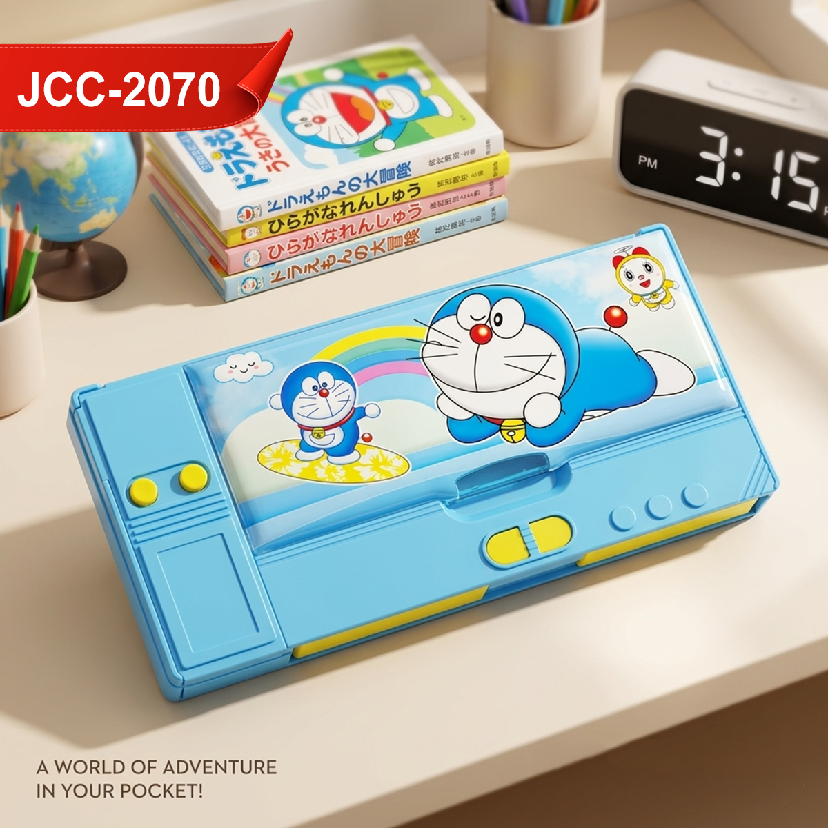 AM7382 Multi-Functional Dual-Sided Magnetic Pencil Box with Pop-Out Compartments