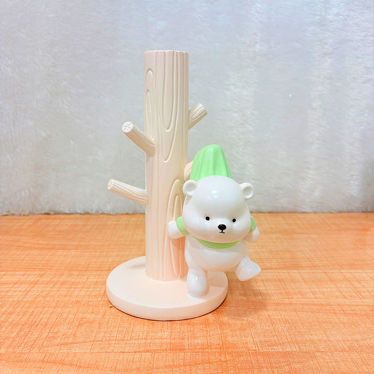 TM0014 Cute White Bear and Tree Trunk Jewelry,Key,Ring Holder Stand