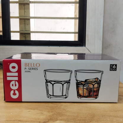 AM5698	cello bello rock Glass  tumbler 300ml -6pcs set