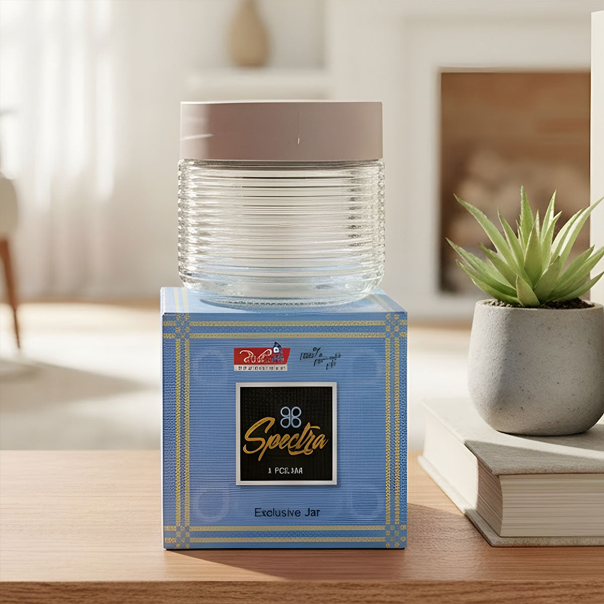 TM0074 Mix Design Spectra Exclusive Ribbed Glass Storage Jar with Airtight Lid - 1pc