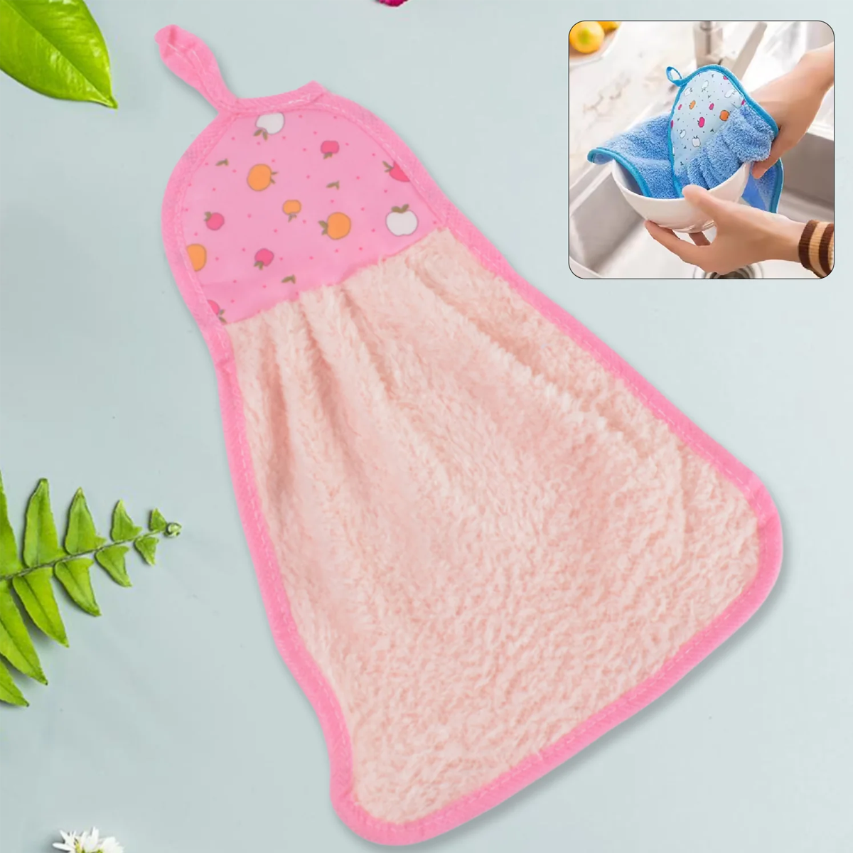 5040 Microfiber Wash Basin Hanging Hand Kitchen Towel Napkin with Loop