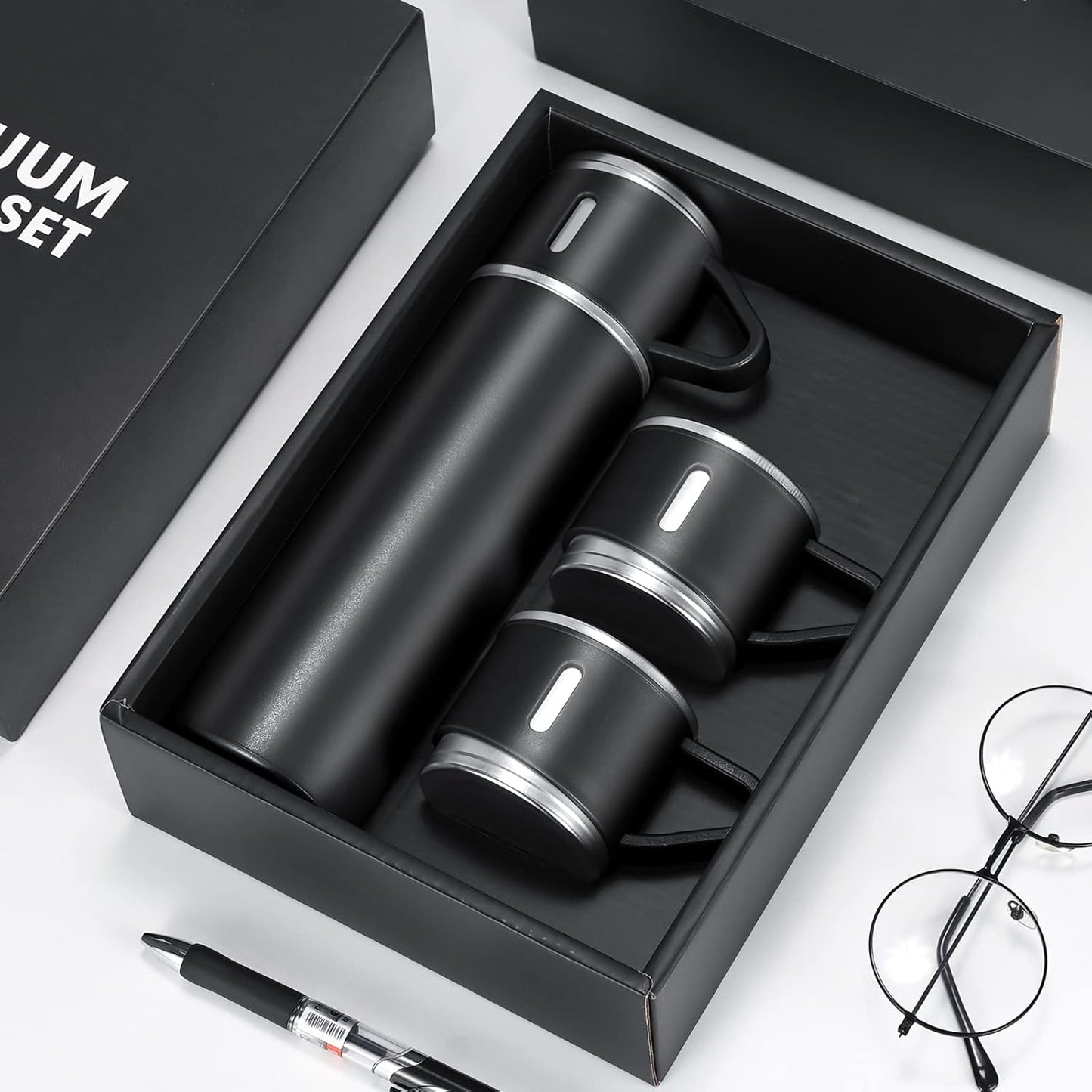 AM7230 Vacuum Flask Set - Insulated Water Bottle 3 Cups Gift Set