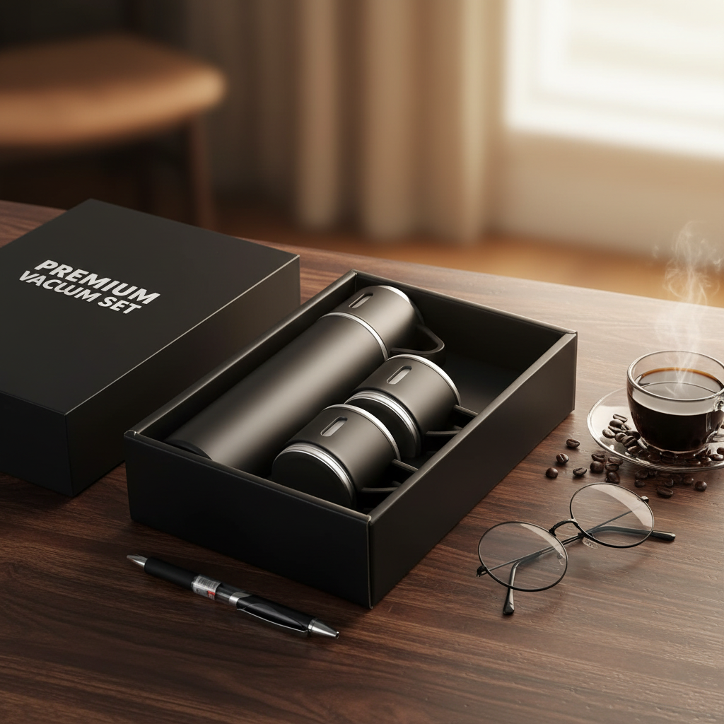 AM7230 Vacuum Flask Set - Insulated Water Bottle 3 Cups Gift Set