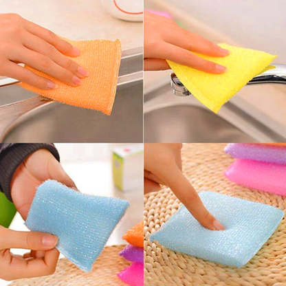 AM6719 Multicolour Foam Pad Sponge & Plastic Scrub Pads - (Pack Of 12)
