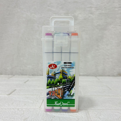 AM0554 12 Pcs Art Markers | Double Brush Tipped Markers Pen | Dual Head Marker