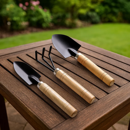 AM7760 Garden Tool Kit Durable Hand Tools Set with Wooden Handle (3 Pc)