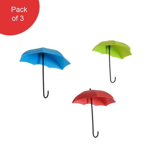 0486_3pcs/set Cute Umbrella Wall Mount Key Holder Wall Hook Hanger Organizer Durable Wall hooks bathroom kitchen Umbrella Wall Hook - DeoDap