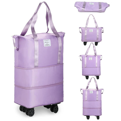 AM5643 Duffle Trolley Bag with Wheels, Expandable Foldable Luggage Bag for Travel (Multicolour)
