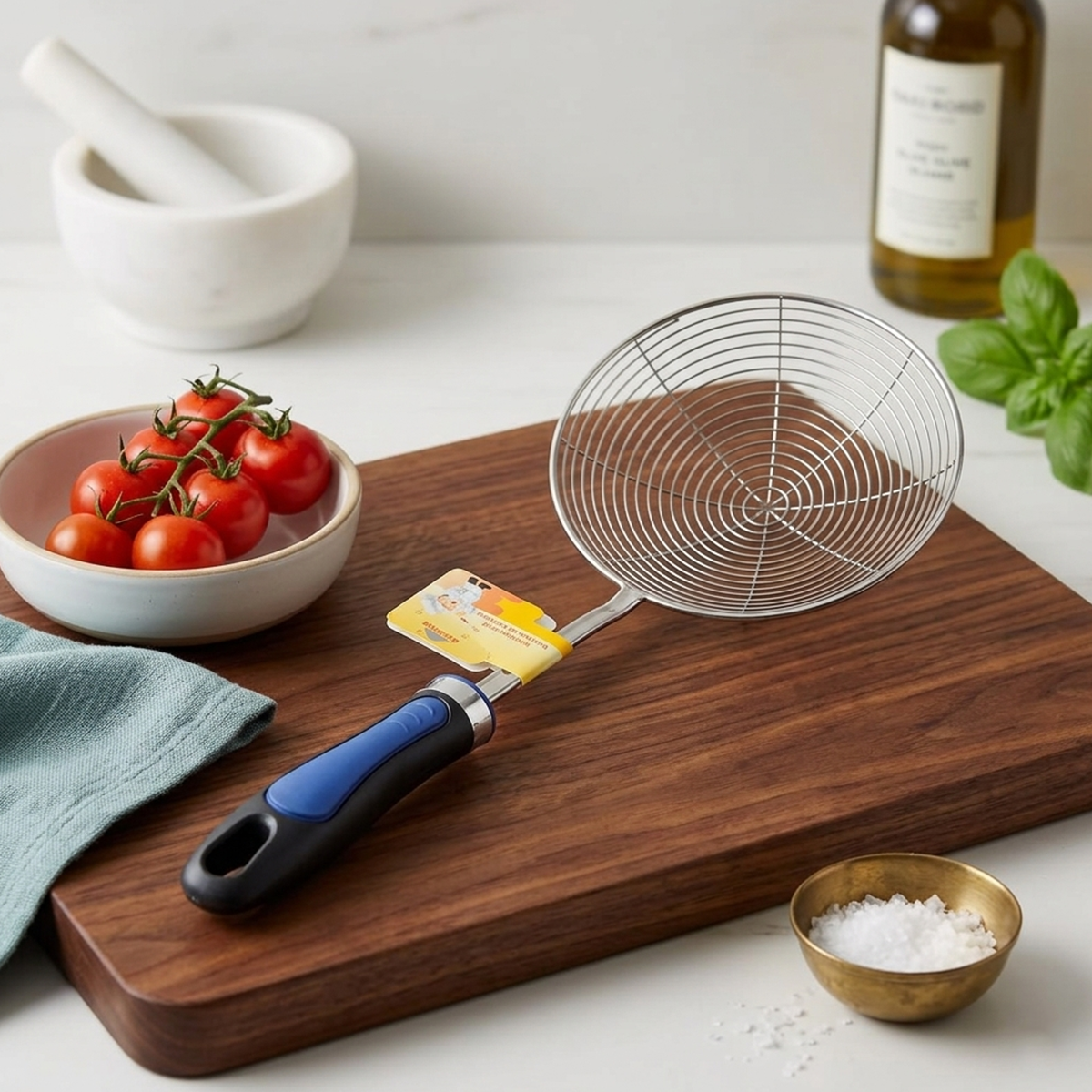 AM7416 Accura Stainless Steel Spider Strainer with Ergonomic Plastic Handle