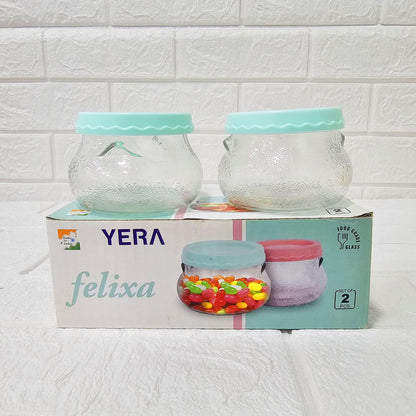 Di0024 Yera Felixa Frosted Glass Jar with Lid – 195ml (Each) – Set of 2