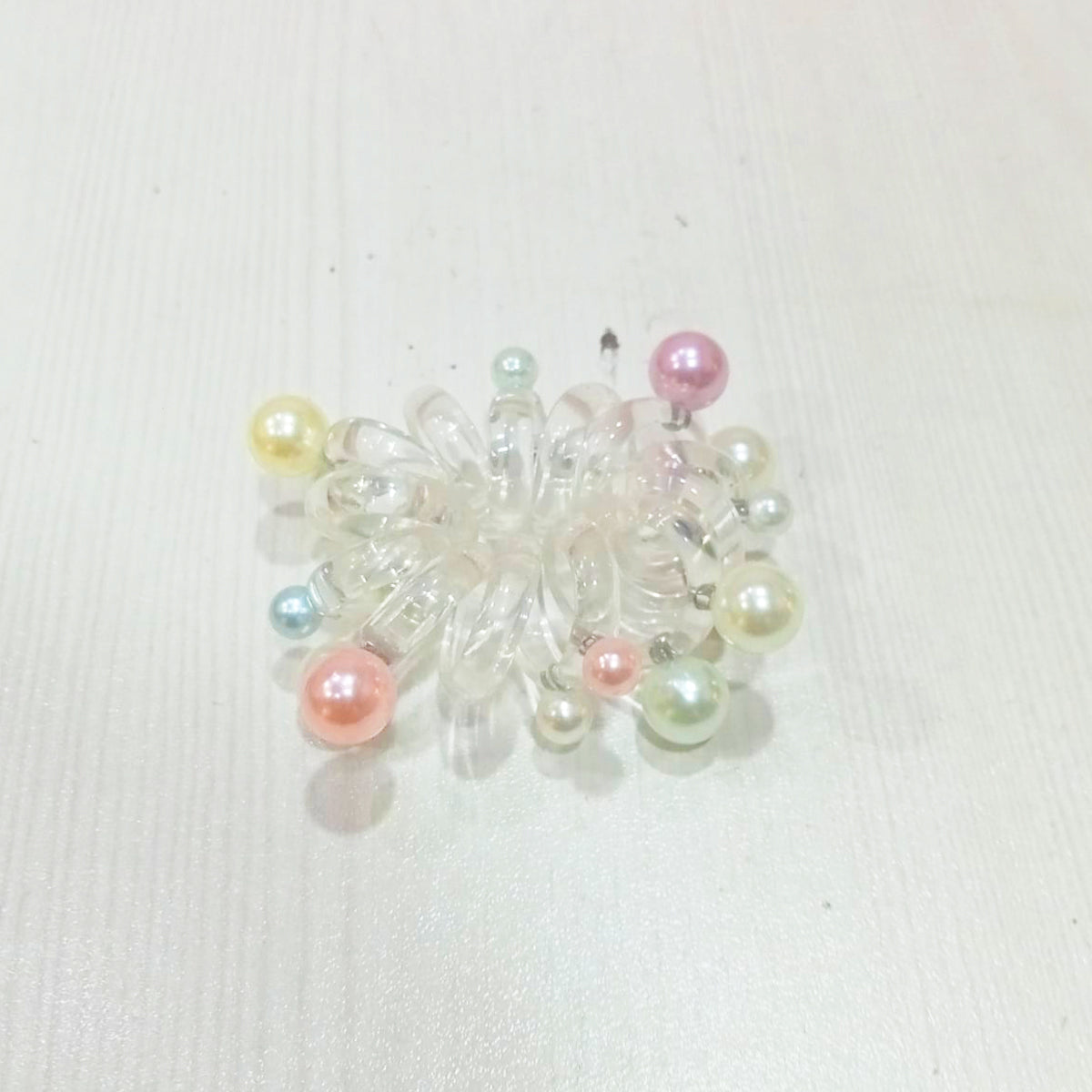 AM5622 Hair Spring Rubber Band with pearl Spiral Stone For Girls and Women Hair Rings Slinky,Spiral Hair Rubber Band [Pack of 1, MultiColour]