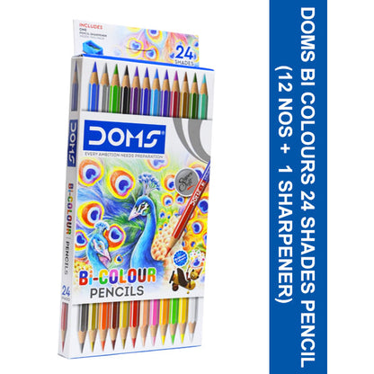 AM5034 DOMS Bi Colours 24 Shades Pencil (12 Nos),Ink Color: Multicolor
