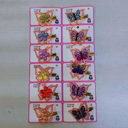 AM5428 Butterfly Hair clips with Flower and Butterfly Design 1pc