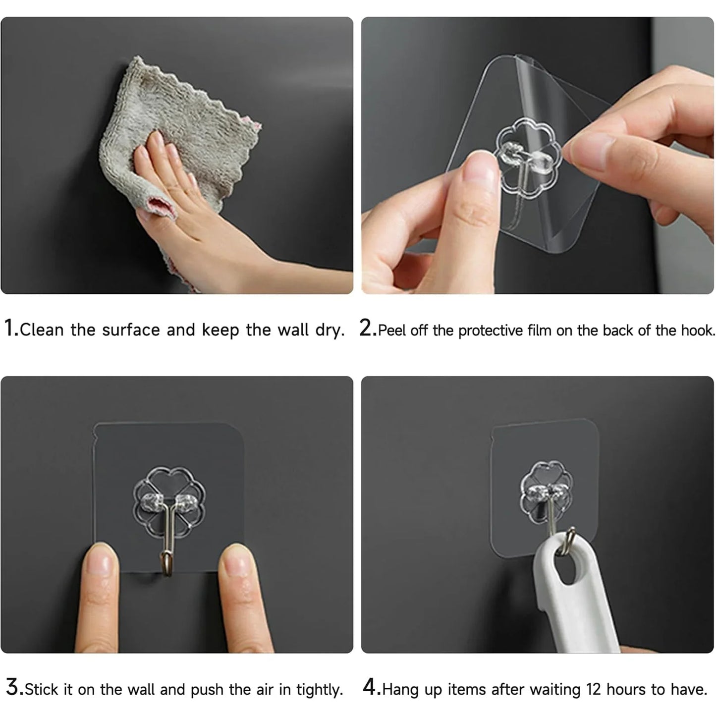 AM6702 Multipurpose Strong Small Stainless Steel Adhesive Wall Hooks 5pcs