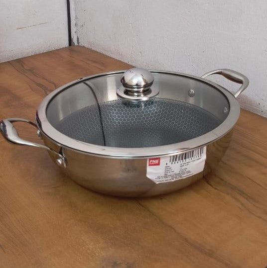 AM3935 PNB Kitchenmate Triply Karahi With Glass Lid 28cm