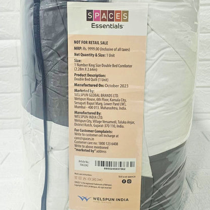 Di0018 Welspun Essentials Classic Corner Double Bed Quilt - 2.28mtr x 2.64mtr