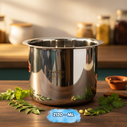 AM7582 Madhuram Signature Premium Stainless Steel Deep Container (2120 ml, 12x15x15 cm)