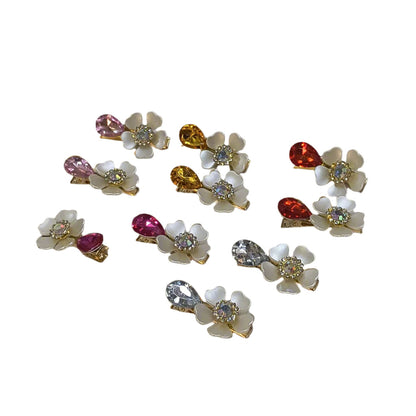 AM5427 Small Hair clips with Flower and Dimond Design (Pack of 1 Pair)