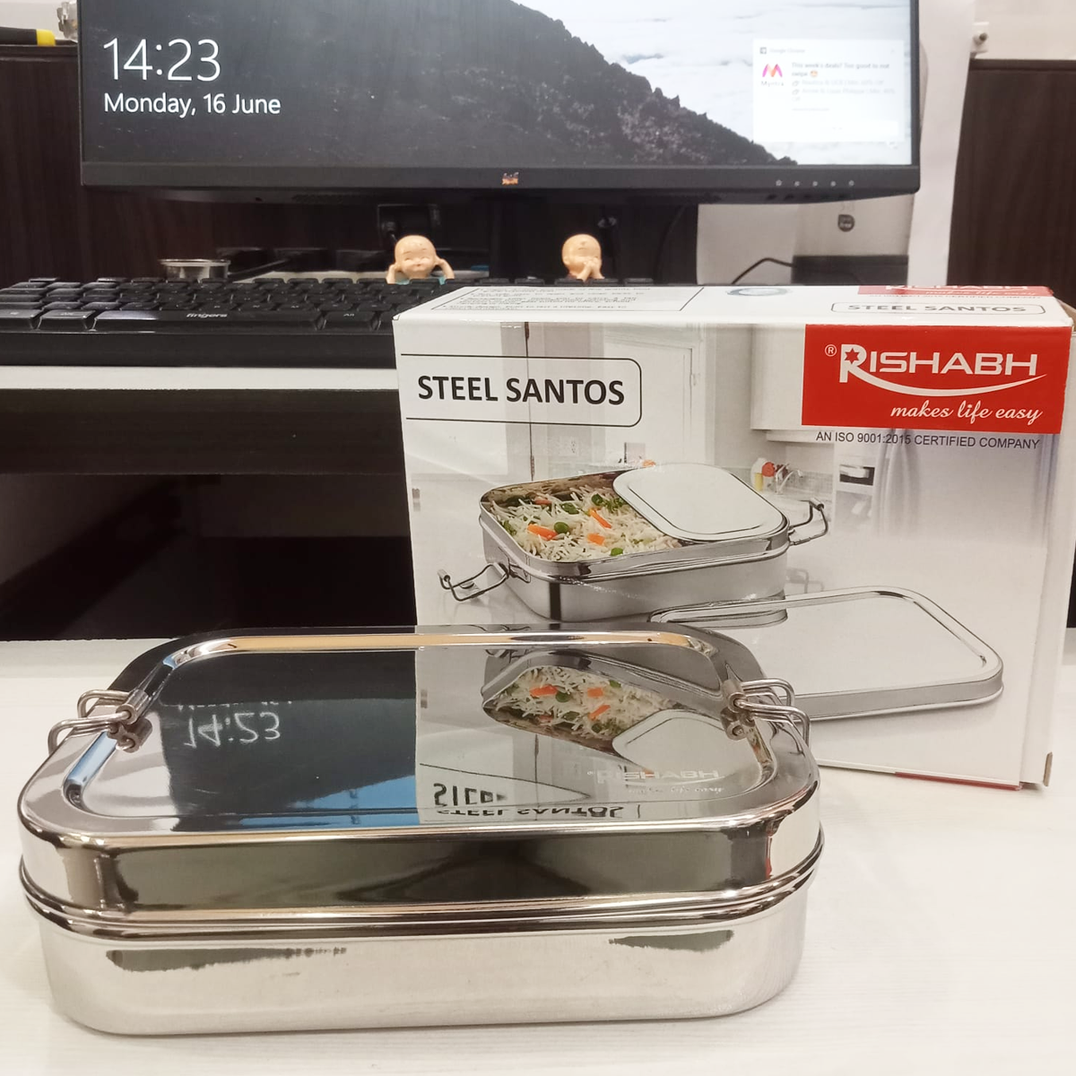 AM5650 Rishabh Stainless Steel (Santos) Lunchbox for School and Office