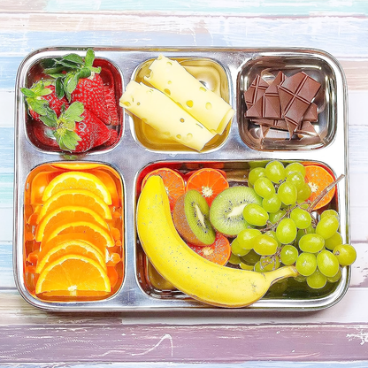 AM6012 Madhuram Stainless Steel 5 Compartment Mess Plate